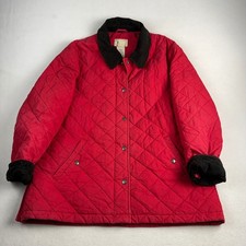LL Bean Womens Quilted Barn Jacket Red Cordur...