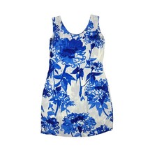Jams World Vintage Sleeveless Blue Floral Shift Mini Dress