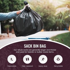 Extra Strong Heavy Duty Bin Bags – 140G, 160G, 200G – 70L Capacity Rubbish Sacks