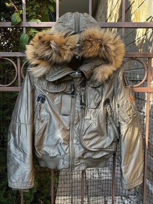 Parajumpers Gobi Masterpiece Real Fur Down Bomber Jacket Alaska Women Size XS
