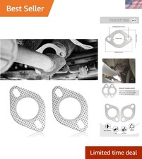 2PCS Car Exhaust Gasket,2" 2-Bolt Exhaust Flange Gasket Replacement Exhaust M...