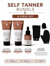Beauty by Earth Self Tanner Bundle 2 Lotions Med Dark Tanning Drops 3pc Kit