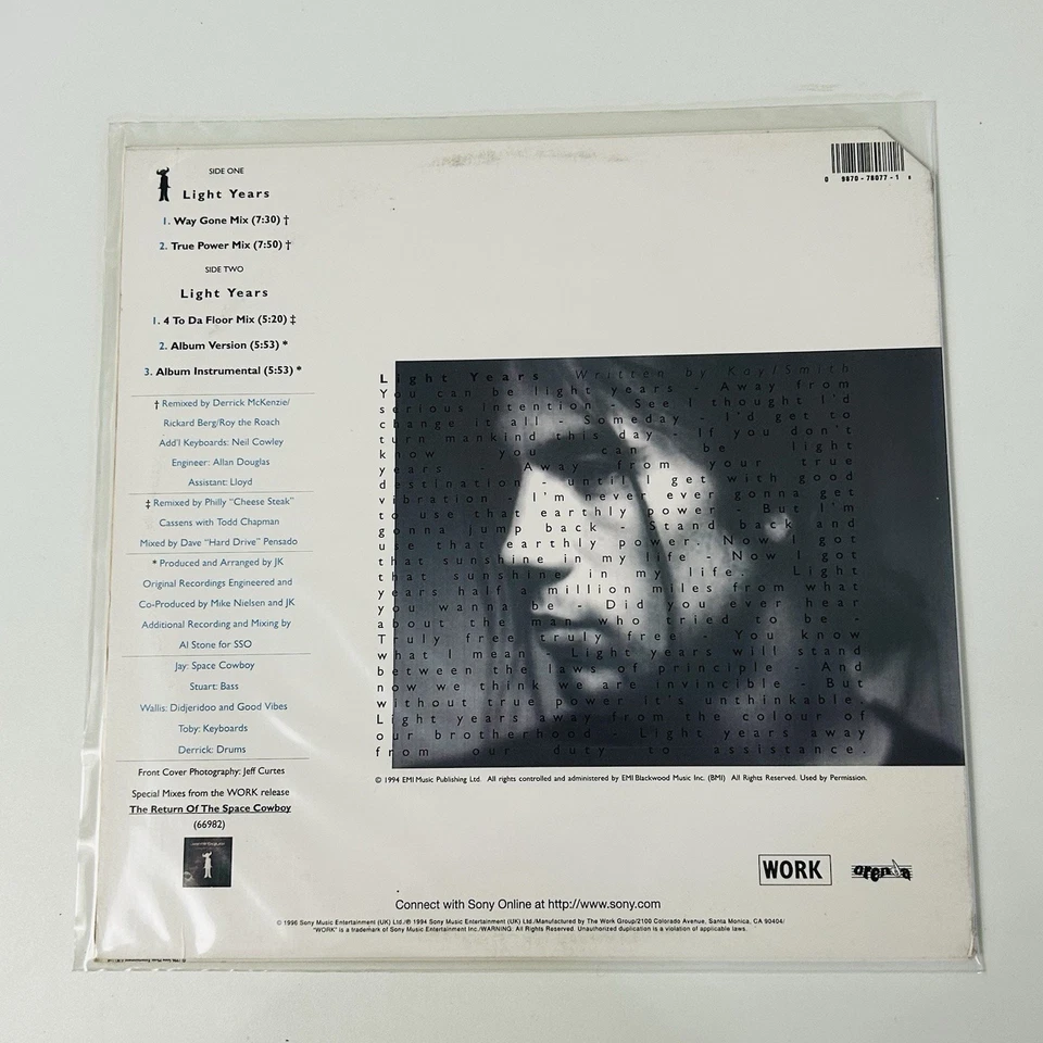 Jamiroquai Light Years Single Vinyl Record 1996 EMI — 第 4/4 张图片