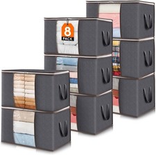 8 PACK Large Storage Bags Clothes Organizer Foldable Closet Bins w/ Handles