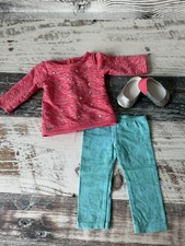 American Girl Doll Truly Me COOL CORAL Outfit - 18” Muñeca Top Pantalones y Zapatos