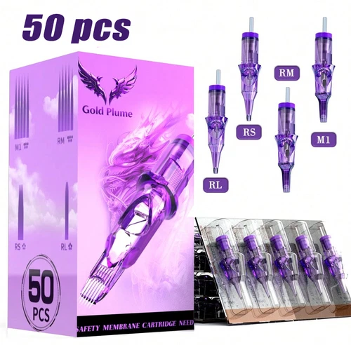 50PCS Disposable Tattoo Cartridge Needles Mixed Sizes RL, RS, RM, M1 - product listing photo