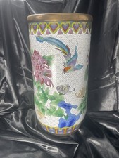 Gorgeous Antique / Vintage Chinese Floral Cloisonn&eacute; Umbrella Stand / Holder