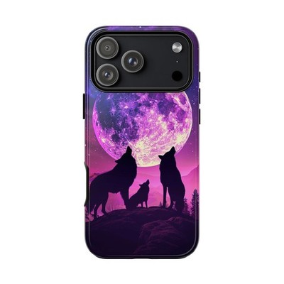 For iPhone / Galaxy / Pixel | Phone Ink Case - Nightfall Wolves Moon Purple