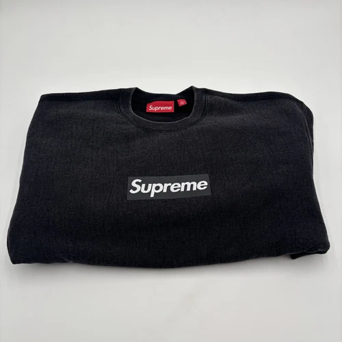 Logo Supreme boîte lavée col rond noir SS25 taille S EN MAIN