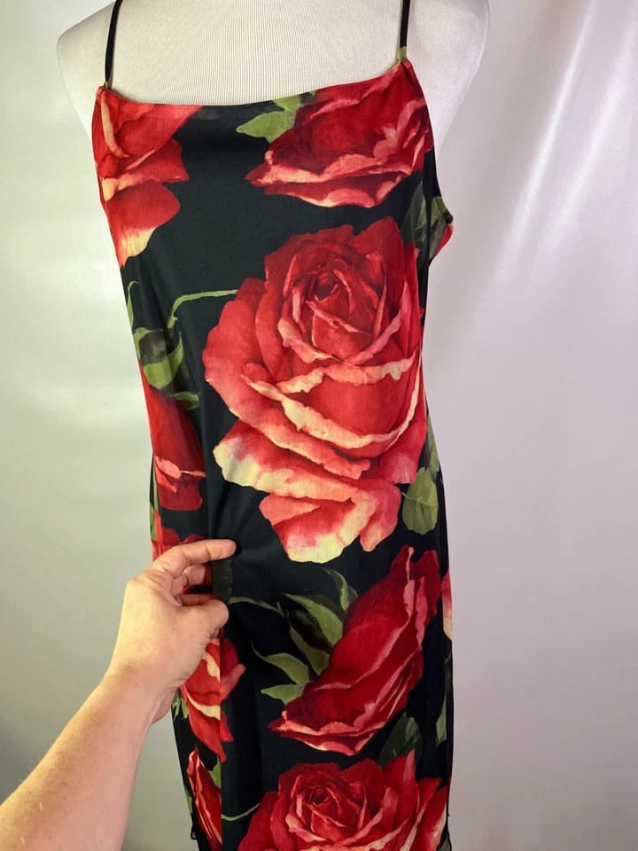 Vintage Y2K G.A.S. Great American Sportswear Size L Mesh Kerchief Hem Dress - Image 3 of 4