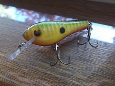 Older Poe's Super Cedar RC 1 Wood Crankbait Green Perch Rattle