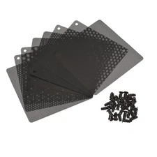 8pcs 120mm Computer Fan Filter Grills Mesh Dustproof Case Cover Screws Black