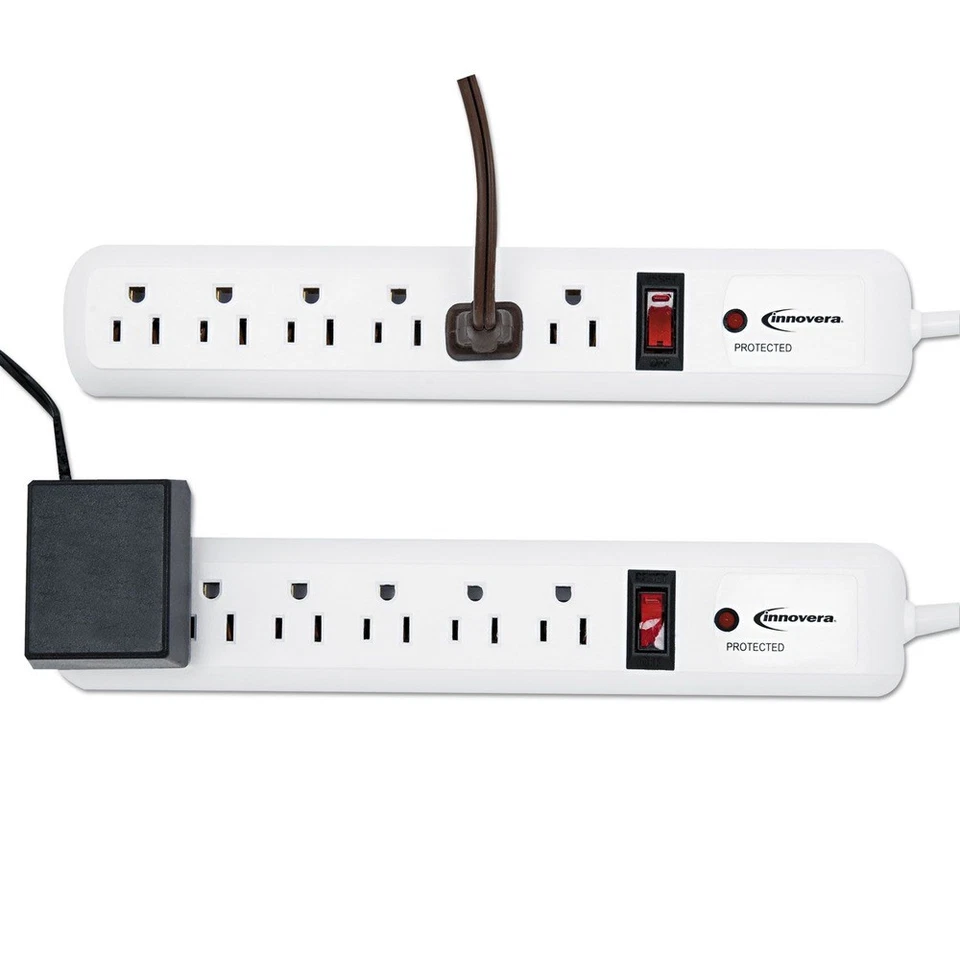 Innovera 71653 6 AC Outlets 4' Cord 540 J Surge Protector - White (2/Pack) New - Image 3 of 3