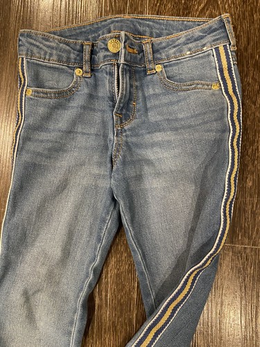 Girl's Gymboree Light wash Denim Jeans Size 6 Pen Stripe Adjustable Waist NWOT - Picture 3 of 6