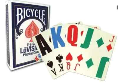 BLUE Bicycle LoVision Playing Cards Lo-Vision E-Z EZ EZSEE Easy See Large Print