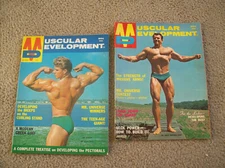 *2 vtg MUSCULAR DEVELOPMENT 1967/68 York Barbell BODYBUILDING ARNOLD  Bill Pearl