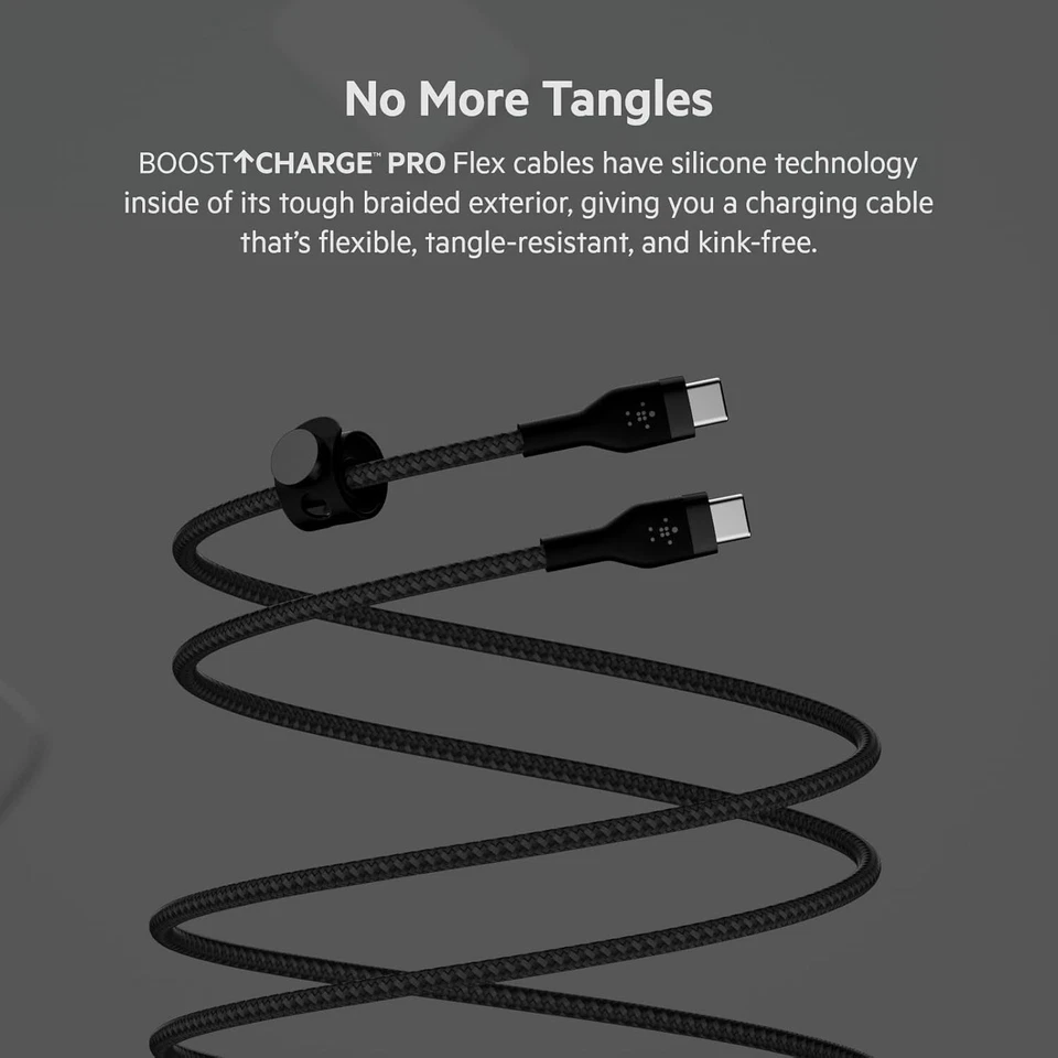 Pro Flex Braided USB-C to USB-C 6.6ft Fast Charging Cable 2-Pack Black - Image 3 of 4