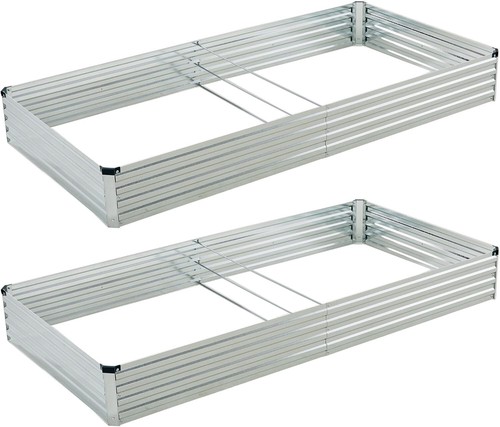8x4x1ft(2 Pack) Galvanized Raised Garden Bed,Outdoor Planter Box Metal Patio