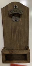 Man Cave Wall Mounted Bottle Opener with Bottle Cap Collector New w Instructions