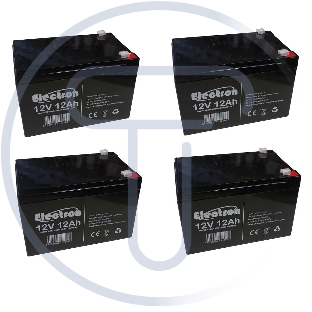 4x BATTERIA RICARICABILE AL PIOMBO 12V 12Ah 6-DZM-12 BICI ELETTRICHE UPS 48V