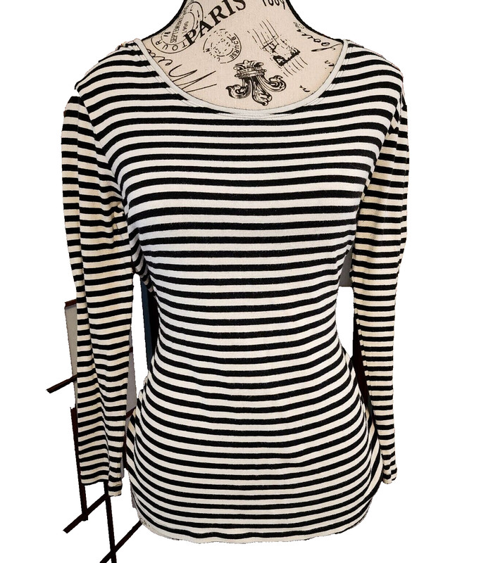 DAISY FUENTES black cotton stripped blouse- size L