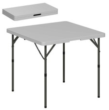 Image of Outdoor 3ft Folding Camping Table with 2 Adjustable Height Furniture Dark Grey