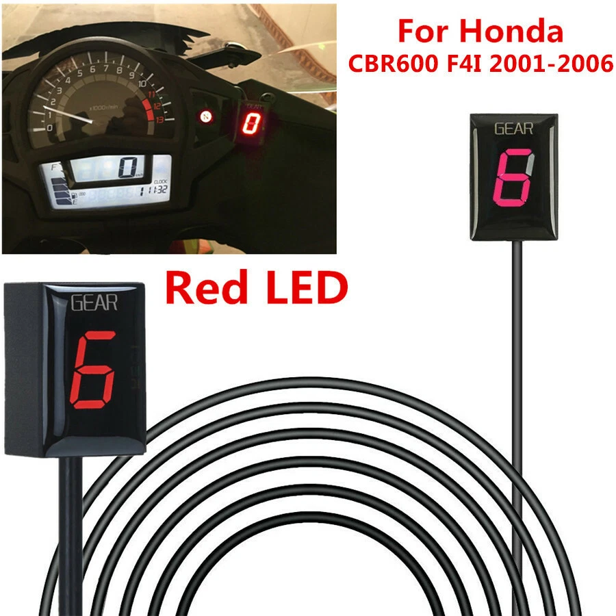 Indicador de pantalla LED rojo 1x para Honda CBR600 F4I 2001-2006 engranaje de velocidad de nivel 1-6 Foto 2 de 4