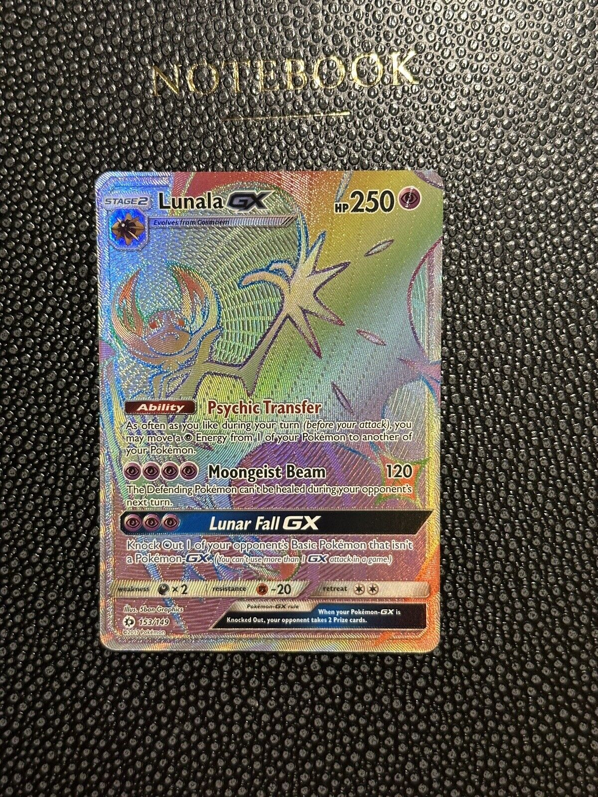  Pokemon Sun & Moon Lunala GX 153/149 Hyper Rare Holo