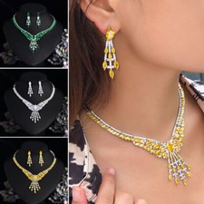 Crystal Choker Necklace Earring Statement Chunky Jewelry Sets Women Accessories