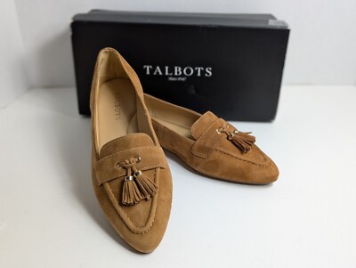 Talbots Francesca Brown Nutmeg Suede Flat With tassel  Size 7.5