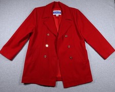 Vtg Pendleton Double Breasted Coat Blazer Size 6 Red 100 Virgin Wool Travel USA