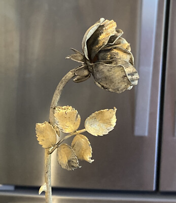 VINTAGE MID-CENTURY TIFFANY & CO GILDED STERLING ROSE & BUD VASE