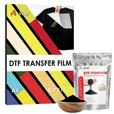 A-SUB DTF Film And Powder Kit for Dark - A4 DTF Film + 2.2LB Black DTF Powder