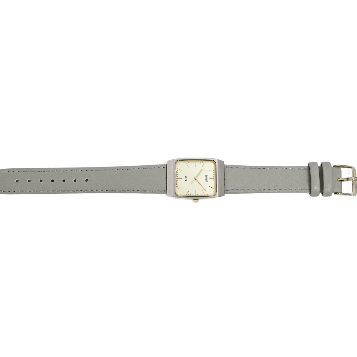 Seiko Quartz SX 1988 Men's Tank Watch Vintage Cream Dial Stainless
