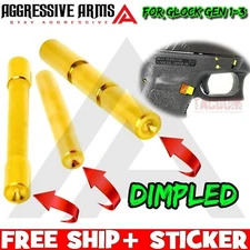 AGGRESSIVE ARMS SHINY GOLD DIMPLE TRIGGER GRIP HOUSING PINS GL0CK GEN 3 17 19 23