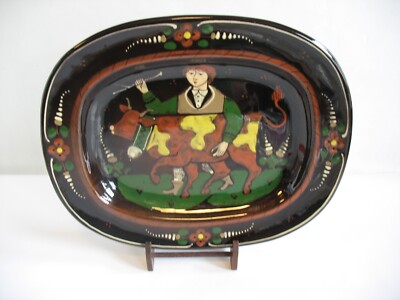 VOM SIEBENTHAL Karamik Challar G Staad 12'' hdptd Slip decorated platter Folk Art