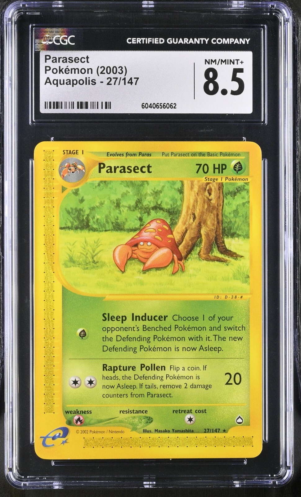 CGC 8.5 Parasect 27/147 Aquapolis 2003 Pokemon Card