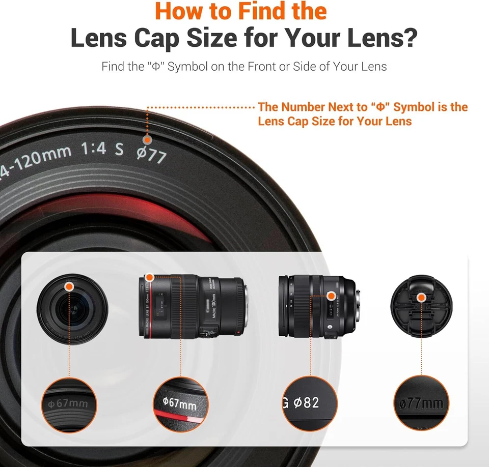 Paquete de 3 cubiertas de tapa de lente frontal de 58 mm para Canon, Nikon y otros Foto 2 de 4