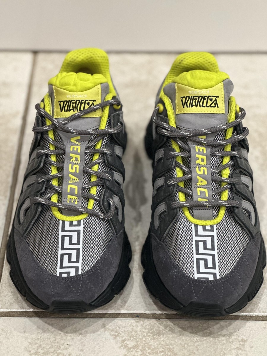 VERSACE Trigreca Sneakers Grey Sliver Neon Lime | eBay
