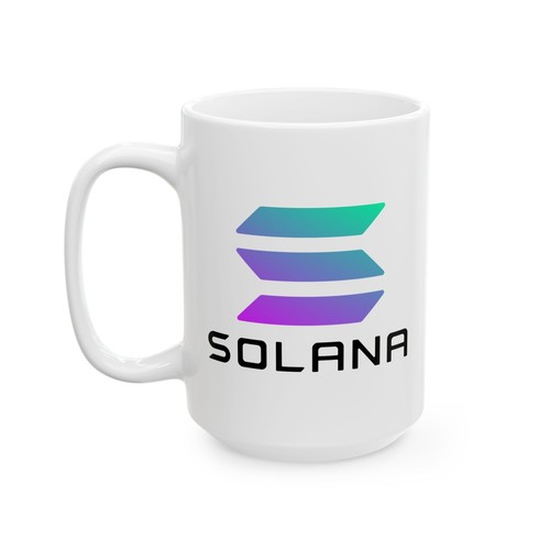 Solana Crypto White Ceramic Coffee Mug, 11oz/15oz, White SOL Cryptocurrency Mug - Picture 14 of 18