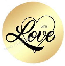 GOLD WITH LOVE HAPPY VALENTINES DAY ENVELOPE SEALS LABELS STICKERS PARTY FAVORS