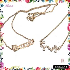 Lot of 2 Scorpio Zodiac Sign Rhinestone Constellation Pendant Gold Necklaces 18"