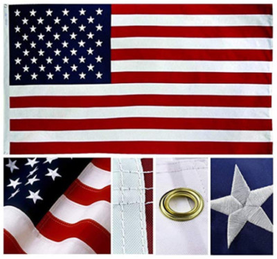 3x5 US American Flag Made In USA Stars Embroidered Stripes Sewn Grommets Nylon