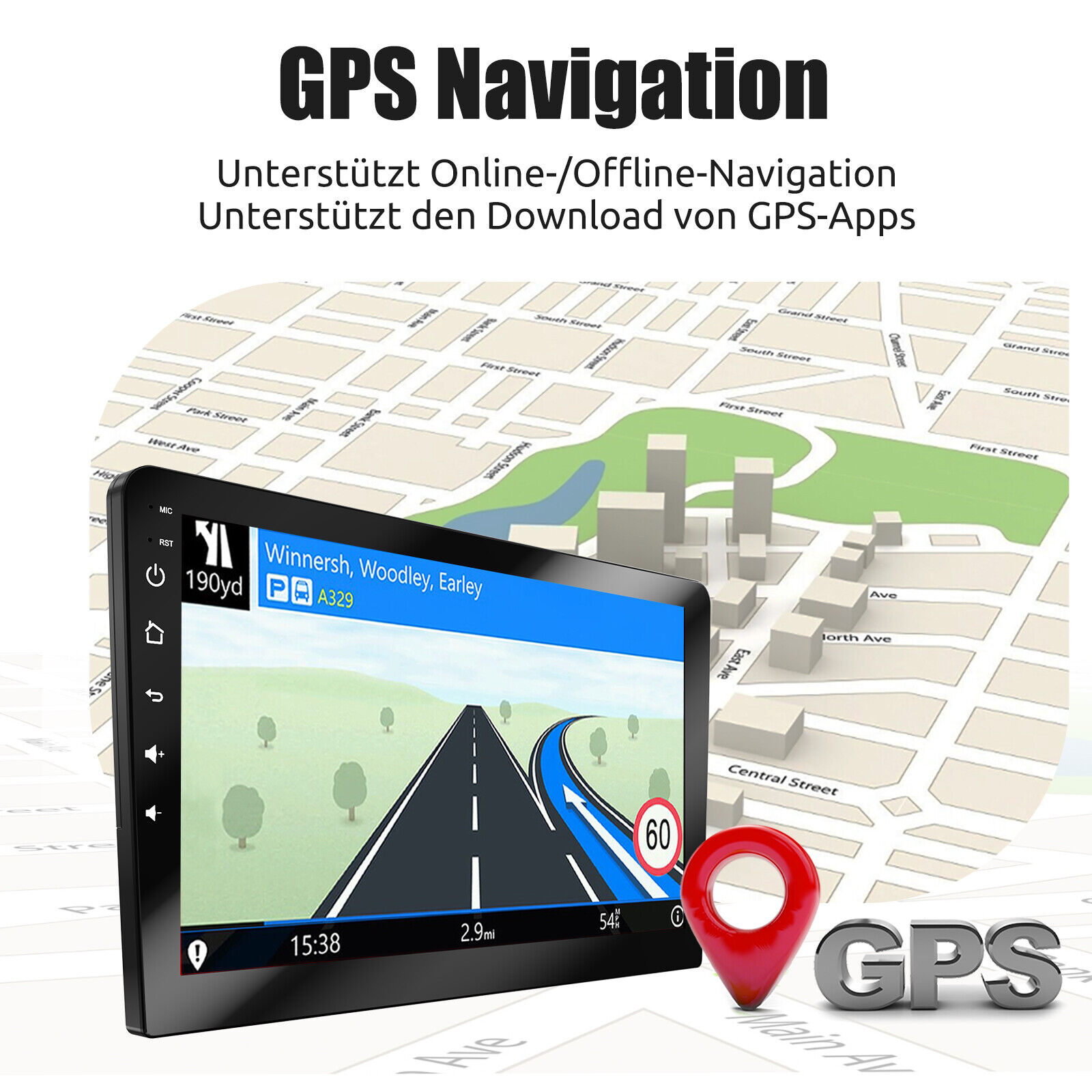 2DIN DAB Android 13 464G Carplay Autoradio GPS Navi RDS Bluetooth WIFI MIK Kam