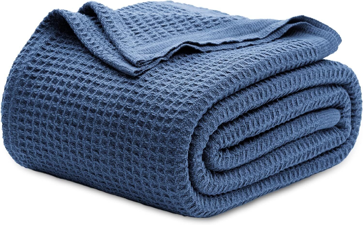 100% Cotton King Size Navy Blue Blanket 104x90 Inches for Bed