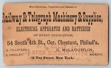 Champion Burglar Alarms Railway & Telegraph c1890's* Business Card w/ Morse Code