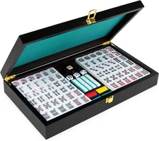 Deluxe Mah Jong Set w/ 23 by 30mm Tiles - NEW in Damaged Box (Undamaged Case)