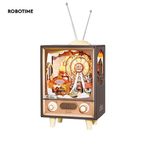 Rolife Fai da Te Tramonto in Legno Carnevale Music Box Puzzle Casa delle Bambole LED Costruzione Giocattoli - Foto 2 di 6