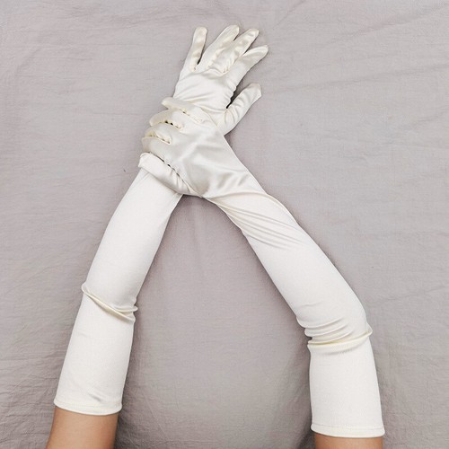 Women's Opera Wedding Bridal Evening Party Prom Costume Gloves Satin Long Gloves - Picture 38 of 51