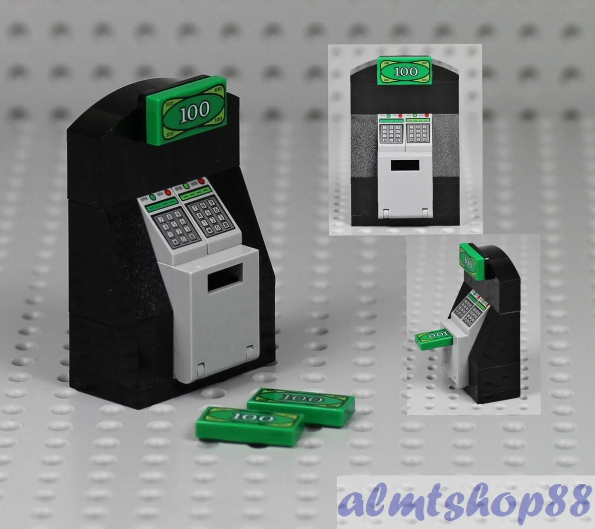 LEGO ATM Machine w Dollar Bills Bank Money Cash Safe Vault